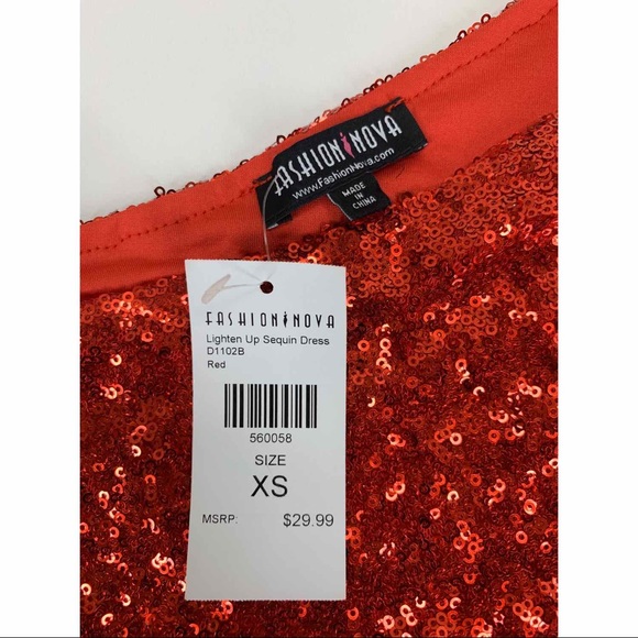 FASHION NOVA Red Sequin Dress - Picture 3 of 8